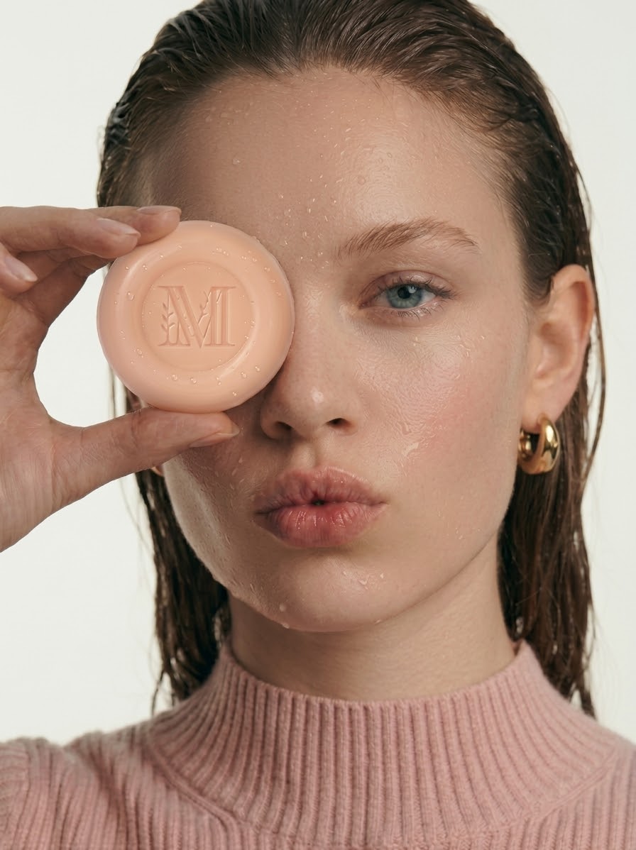 Nettoyant visage solide doux Rose - Anti tiraillements, teint éclatant