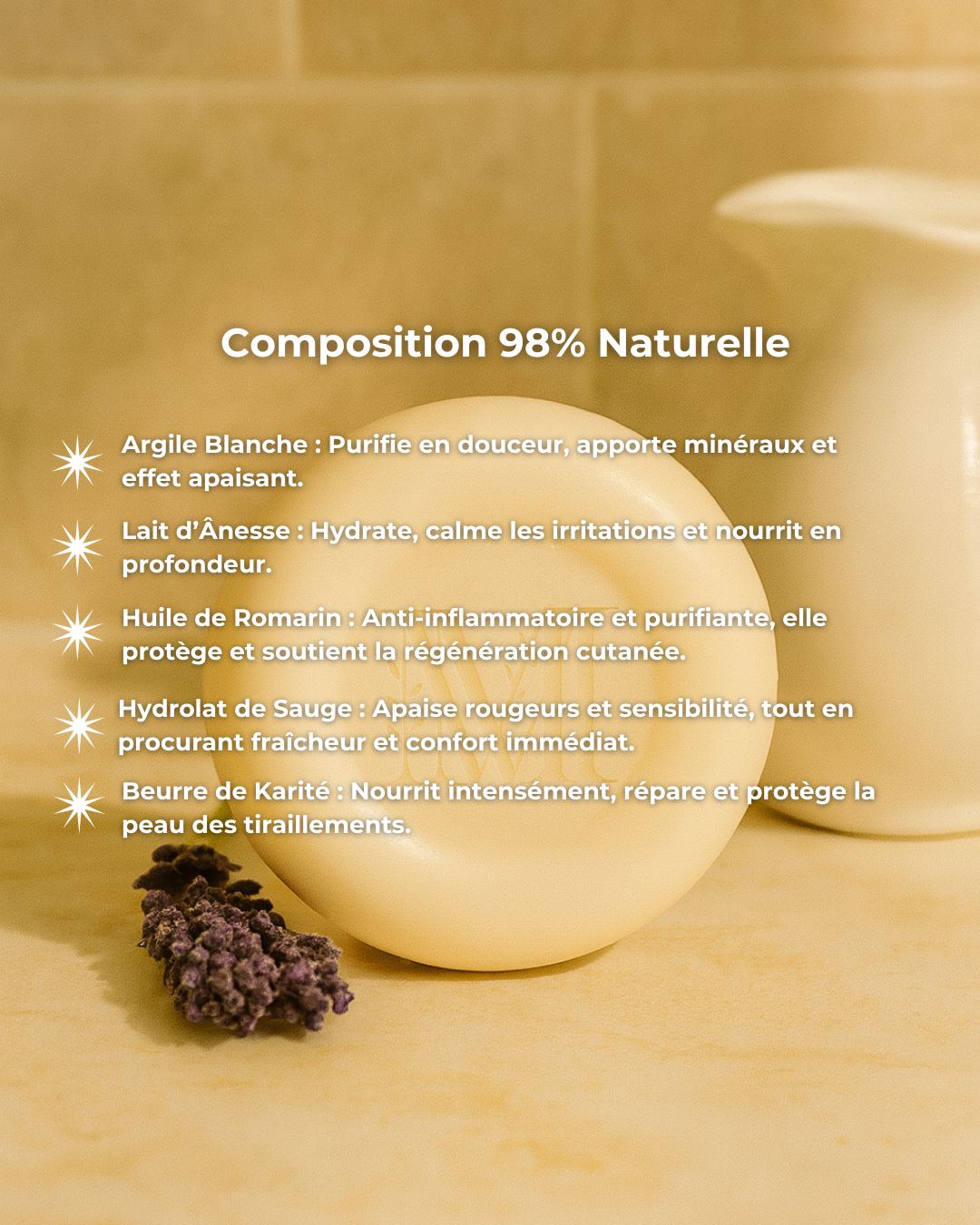 Nettoyant visage solide doux peau sensible - Fleurs de garrigue