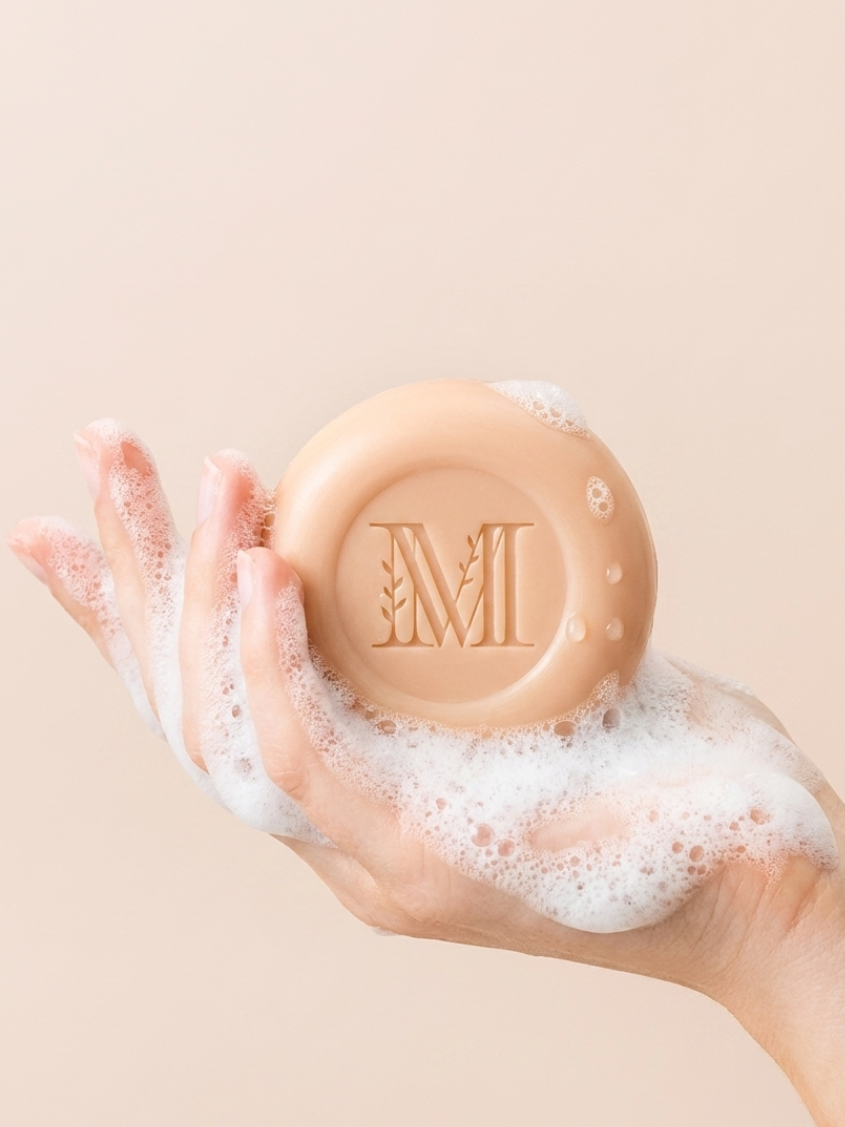 Nettoyant visage solide doux Rose - Peau mixte à sèche, anti tiraillements, teint éclatant