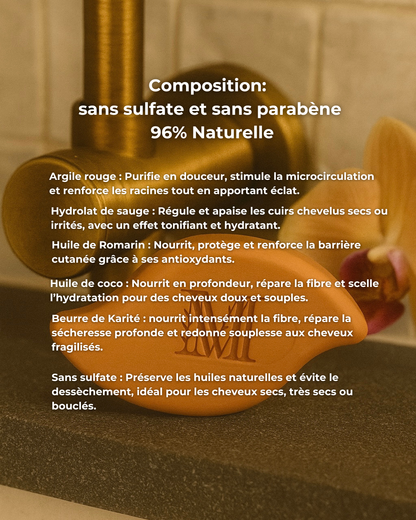 Shampoing solide nourrissant sans sulfate - Orchidée- Anti cheveux secs